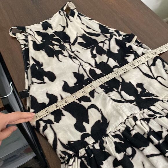 Thakoon White Black Cotton Gauze Floral Print Peplum Side Cutout Top Size 0 - Picture 9 of 11